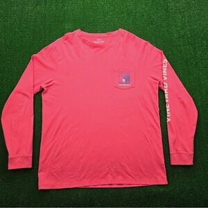 Vineyard Vines lacrosse Men's Coral Long Sleeve Tee